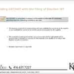 Tax elections on the sale of a business: Avoiding GST/HST with the filing of Election 167