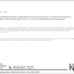 Allocations of Purchase Price on the Sale of a Business – Be Wary of Section 68